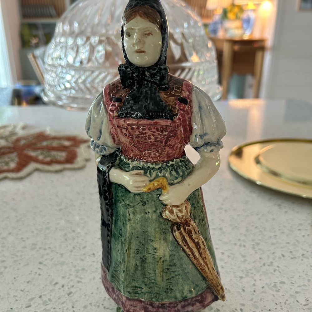 Handcrafted Ceramic Figurine with Umbrella